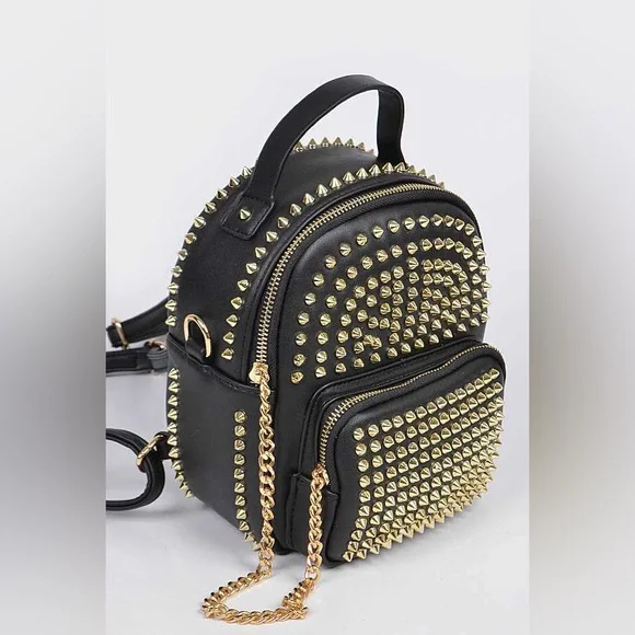 Vegan Leather Studded Spike Backpack Purse - www.erdenetinfo.mn display picture 1